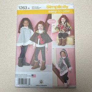 Simplicity easy to sew patterns 1263 child’s poncho & cape